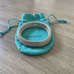 Authentic Tiffany & Co Sterling Silver Mesh Bracelet with original Blue pouch